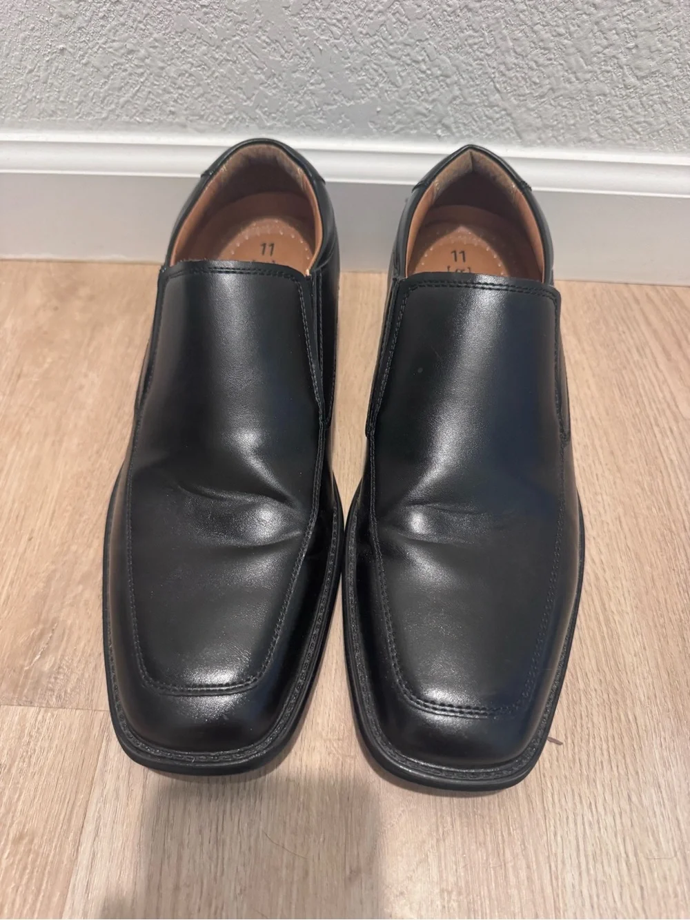 George Black Slip-On Leather-Look Loafers